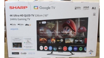 SALE OUT. Sharp 50HR7265E 50" (126cm) QLED 144Hz 4K Ultra HD Google TV, Dolby Vision, Dolby Atmos, Central Stand | SALE OUT. Sharp 50HR7265E | 50 | Smart TV | Google TV | Black | DAMAGED PACKAGING