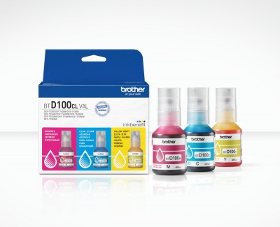Brother BTD100CLVAL | Multipack Ink Bottles | Magenta, Cyan, Yellow