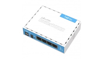 MikroTik | hAP Lite Classic | RB941-2nD | 802.11n | 10/100 Mbit/s | Ethernet LAN (RJ-45) ports 4 | Mesh Support No | MU-MiMO No | No mobile broadband | Antenna type Internal | 1xUSB | 12 month(s)