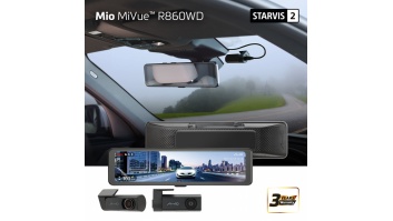 Mio MiVue R860WD, Dash Cam | GPS | Wi-Fi | Front and rear cams synchronized for recording with an unobstructed view; 11.26" IPS anti-glare touchscreen; Upgrade to the STARVIS 2 technology for clear details; Integrated high speed Wi-Fi – Quick pairing usin