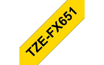 Brother | TZe-FX651 Flexible ID Laminated Tape | Black on Yellow | TZe | 8 m | 2.4 cm