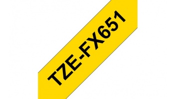 Brother | TZe-FX651 Flexible ID Laminated Tape | Black on Yellow | TZe | 8 m | 2.4 cm