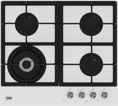 BEKO Hob | HILW64225SW | Gas | Number of burners/cooking zones 4 | Knob | White