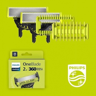 PHILIPS OneBlade 360 skuvekļa Sejas +  ķermeņa komplekts maināmie asmeņi 2 gab
