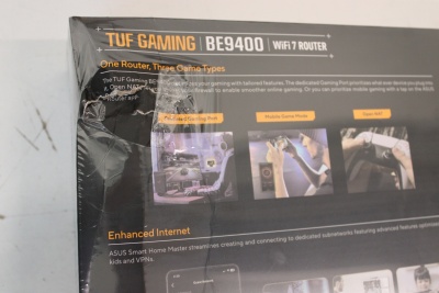 SALE OUT. Asus TUF-BE9400 Tri-Band WiFi 7 Gaming Router, EU+UK | SALE OUT. TUF-BE9400 Tri-Band WiFi 7 Gaming Router, EU+UK | 802.11ax | 688/2885/5764 Mbit/s | Ethernet LAN (RJ-45) ports 3 | Mesh Support Yes | MU-MiMO Yes | 4G/5G | 36 month(s) | DAMAGED PA