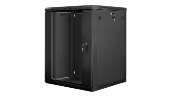 Lanberg | Rack cabinet 19" wall-mount 15U/600x600 (flat pack) with glass door | WF01-6615-10B | Black