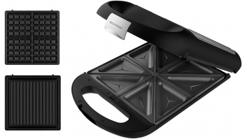 Cecotec Sandwich Maker | Rock'nToast Family 3in1 | 1500 W | Number of plates 3 | Black