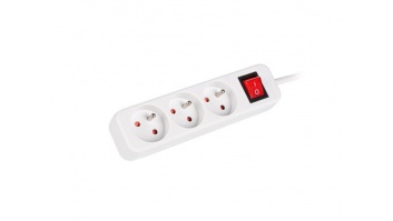 Lanberg Cable Power Strip 3M 3X French Outlets with Switch, Quality-Grade Copper | PS1-03E-0300-W