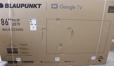 SALE OUT. Blaupunkt 86UGC5500S 86" (218 cm) 4K Ultra HD LED Google TV | SALE OUT. Blaupunkt LED TV | 86UGC5500S | 86 | Smart TV | Google TV | UHD | Black | DAMAGED PACKAGING
