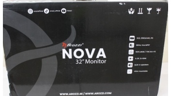 SALE OUT. Arozzi Nova 32" IPS, 180Hz, Computer Monitor - Purple | SALE OUT. Nova | 32 " | IPS | QHD | 16:9 | 180 Hz | 1 ms | 2560 x 1440 pixels | 300 cd/m² | HDMI ports quantity 2 | Purple | Warranty 24 month(s) | DAMAGED PACKAGING, SCRATCHED EDGES