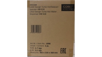 SALE OUT. Caso HW 616 Turbo Hot Water Dispenser, Capacity 2.5 L, Stainless steel, Black | SALE OUT. Caso Turbo Hot Water Dispenser | HW 616 | Water Dispenser | 2600 W | 2.5 L | Plastic/Stainless Steel | Black/Stainless Steel | DAMAGED PACKAGING