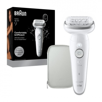 Braun Silk-épil 9 SES9-000 Epilator, Wet & Dry, White/Silver