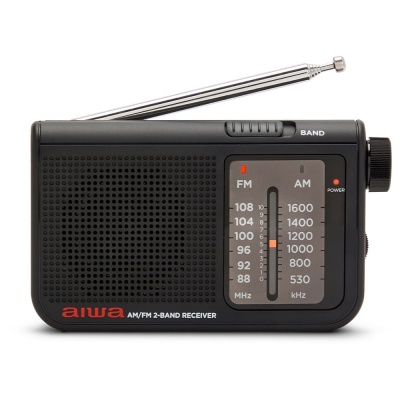 AIWA pārnēsājams analogais kabatas radio uztvērējs, AM/FM, melns
