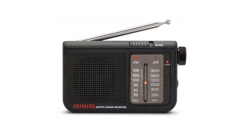 AIWA pārnēsājams analogais kabatas radio uztvērējs, AM/FM, melns