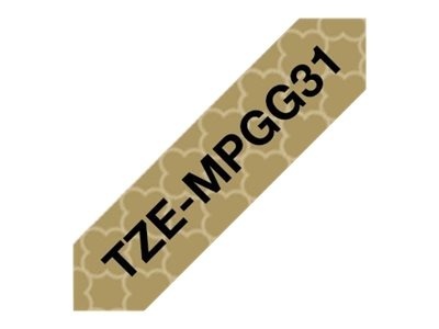 Brother | TZe-MPGG31 | Black On Gold Pattern | TZe