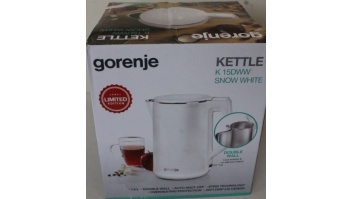SALE OUT. GoGorenje K15DWW Kettle, Electric, Capacity 1.5 L, Power 2200 W, Plastic, White | Kettle | K15DWW | Electric | 2200 W | 1.5 L | Plastic + metal | 360° rotational base | White | DAMAGED PACKAGING | Gorenje Kettle | K15DWW | Electric | 2200 W | 1.