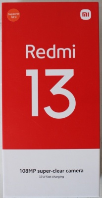 Xiaomi | Redmi | 13 | Midnight Black | 6.79 " | IPS LCD | 1080 x 2460 pixels | Mediatek | Internal RAM 8 GB | 256 GB | microSDXC | Dual SIM | Nano SIM | 4G | Main camera resolution 108+2 MP | Secondary camera resolution 13 MP | Android | 14 | 5030 mAh | W