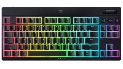 Razer | BlackWidow V4 Low-Profile Tenkeyless HyperSpeed | Keyboard | Wireless | US | Bluetooth | Yellow Switches | Black