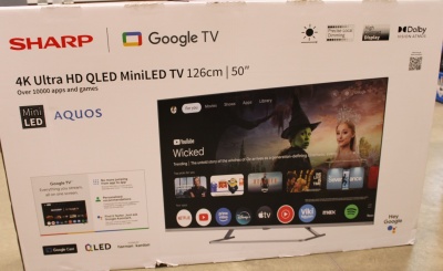SALE OUT. Sharp 50JP7265E 50" (126cm) 4K Ultra HD QLED MiniLED Google TV | SALE OUT. Sharp 4K QLED MiniLED TV | 50JP7265E | 50 | Smart TV | Google TV | UHD | Silver | DAMAGED PACKAGING