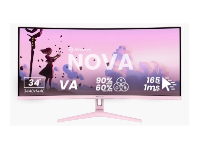 Arozzi | Nova | 34 " | VA | UWQHD | 21:9 | 165 Hz | 1 ms | 3440 x 1440 pixels | 350 cd/m² | HDMI ports quantity 2 | Pink