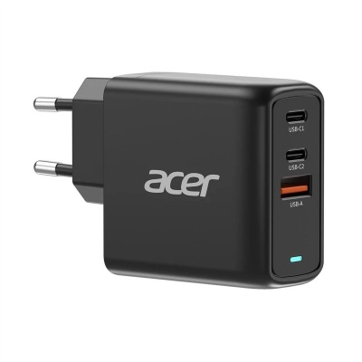 Acer 67W PD GaN Charger, 2 x USB C and 1 x USB A, EU Plug, 100W USB C cable, Retail Pack