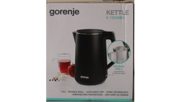 SALE OUT.  | Gorenje Kettle | K15DWBK | Electric | 2200 W | 1.5 L | Stainless steel | 360° rotational base | Black | DAMAGED PACKAGING, SCRATCHED