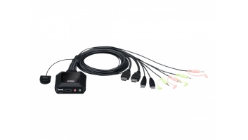 Aten | 2-Port USB 4K HDMI Cable KVM Switch with Remote Port Selector | CS22H-AT