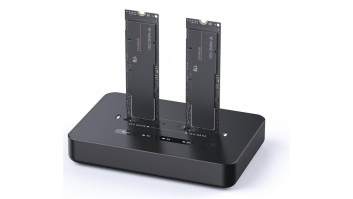 Gembird DD2-U3M2 Desktop dual drive USB Type-C M.2 NVME (and SATA) SSD docking station, black | Gembird