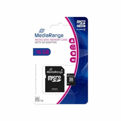 MEMORY MICRO SDHC 16GB C10/W/ADAPTER MR958 MEDIARANGE