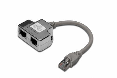 Digitus | CAT 5e patch cable adapter, 2x CAT 5e, shielded | DN-93904 | 0.19 m | Black | RJ45 socket to RJ45 plug