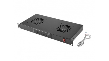 Lanberg 19" fan unit/ventilation panel with LCD 2 fans + thermostat 230V | AK-1502-B | Black
