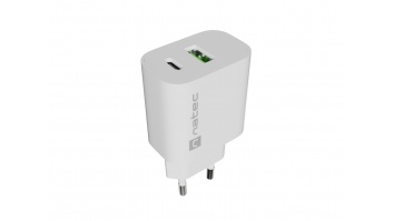 Natec Ribera USB Charger 1X USB-A + 1X USB-C 20W, White