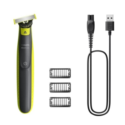PHILIPS OneBlade 360 skuveklis sejai, zaļš un pelēks ar 3 rugāju ķemmēm