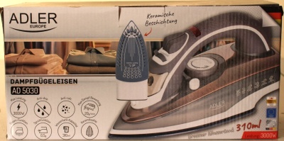 SALE OUT. | Adler | Iron | AD 5030 | Steam Iron | 3000 W | Water tank capacity 310 ml | Continuous steam 20 g/min | Brown | DAMAGED PACKAGING