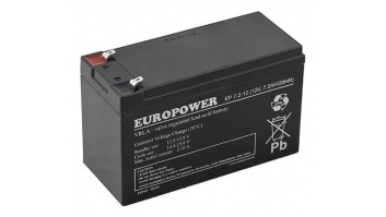 BATTERY 12V 7.2AH VRLA/EP7.2-12 T2 EUROPOWER EMU