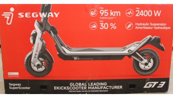 SALE OUT. Ninebot by Segway Superscooter GT3 E | Segway Superscooter GT3 E | Electric Scooter | Max 2400 W | Up to 25 km/h | 11 " | 24 month(s) | Black and Grey | DAMAGED PACKAGING, PAINT AND BODY, MISSING INNER PACKAGING, SCRATCHED, DIRTY
