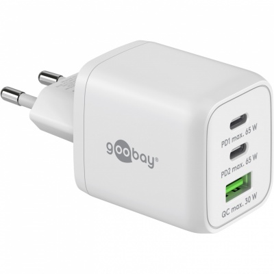 Goobay 65 W USB-C PD GaN Multiport Fast Charger Nano, White | Goobay | 65 W USB-C PD GaN Multiport Fast Charger Nano