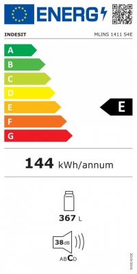 INDESIT Refrigerator | MLINS 1411 S4E | Energy efficiency class E | Free standing | Larder | Height 171.4 cm | No Frost system | Fridge net capacity 367 L | 38 dB | Silver
