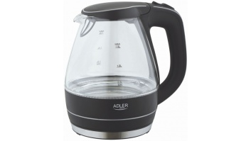 Adler | Kettle | AD 1224 | Standard | 2000 W | 1.5 L | Glass | 360° rotational base | Black