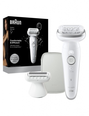Braun Silk-épil 9 SES9-030 Epilator, Wet & Dry, White/Silver