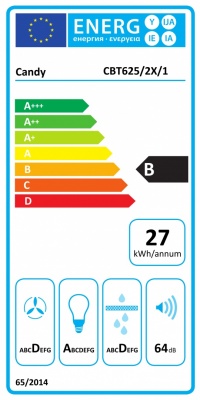 Candy Hood | CBT625/2X/1 | Telescopic | Energy efficiency class B | Width 60 cm | 332 m³/h | Mechanical | LED | Stainless steel