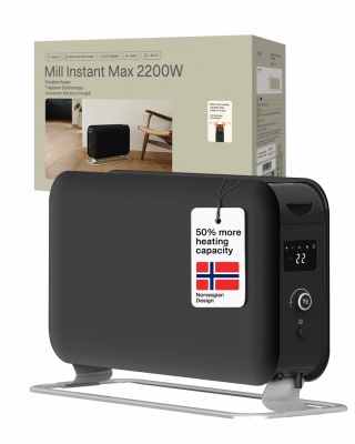 Mill Instant Max Led Portable Convection heater, 2200 W, Black