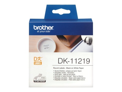 Brother DK-11219 Round paper labels, 12 mm, Black on white | Brother