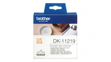 Brother DK-11219 Round paper labels, 12 mm, Black on white | Brother