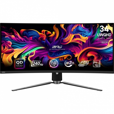 Monitor|MSI|34"|Gaming/Curved/21 : 9|Panel QD-OLED|3440x1440|240|Matte|0.03 ms|Swivel|Height adjustable|Tilt|Colour Black|MPG341CQPXQD-OLED