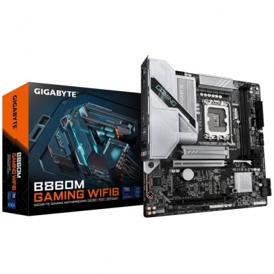 Gigabyte B860M GAMING WIFI6 | Processor family Intel | Processor socket LGA1851 | DDR5 | Supported hard disk drive interfaces M.2, SATA | Number of SATA connectors 4