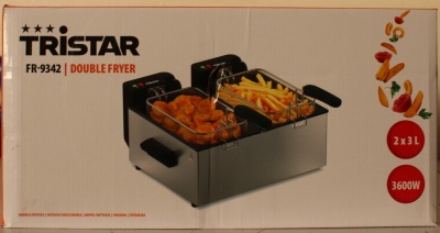 SALE OUT. Tristar FR-9342 Double deep fryer, Total capacity 6 L, 3600 W, Stainless Steel/Black | Tristar Double deep fryer | FR-9342 | Power 3600 W | Capacity 6 L | Silver | DAMAGED PACKAGING, DENTED BODY (BACKSIDE, BOTTOM) | 24 month(s)