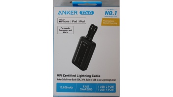 SALE OUT. | Anker Power Bank | A1680G11 | 10000 mAh | USB-C 30W, Lightning 27W | Built-In USB-C and Lightning Cables | Black | DEMO