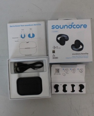 SALE OUT. Anker Soundcore AeroClip Open-Ears, Black | SALE OUT. Anker Soundcore Open-Ear Clip-On Earbuds with Adaptive Comfort | AeroClip | DEMO