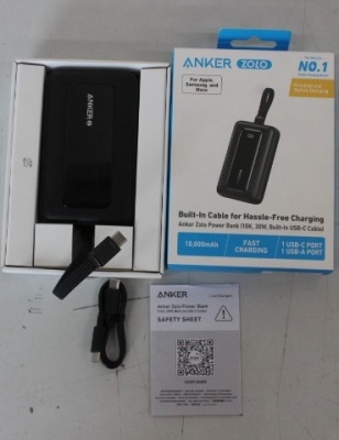 SALE OUT. Anker Power Bank with Built-In USB-C Cable | A1688H11 | 10000 mAh | Black | DEMO